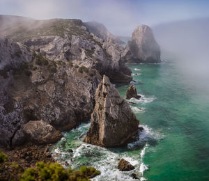 Scenic view of sea and rocks