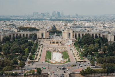 High angle view of buildings in city