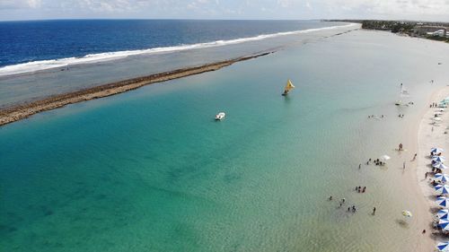 High angle view of beach