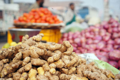 Close-up of vegetables for sale at market stall