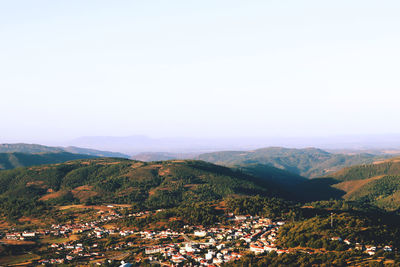 Scenic view of mountains against clear sky