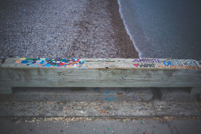 Close-up of multi colored retaining wall