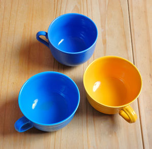 High angle view of empty tea on table