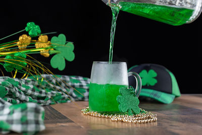 Close-up of drink in glass on table