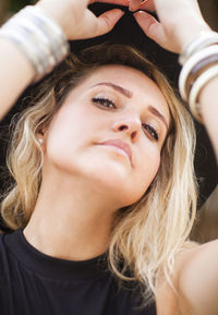 Close-up portrait of beautiful young woman