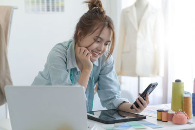 Businesswoman working at office
