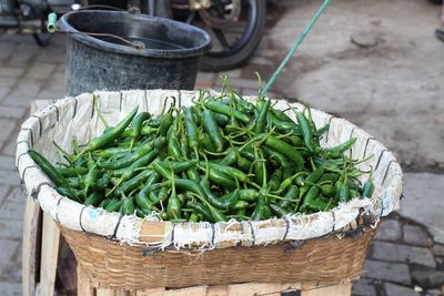 High angle view of vegetables in market