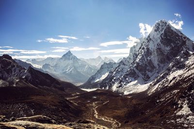 Scenic view of mountains against cloudy sky