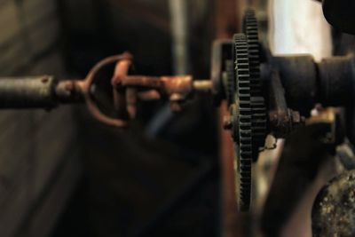 Close-up of machine part in abandoned factory