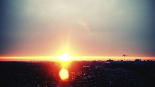 View of cityscape at sunset