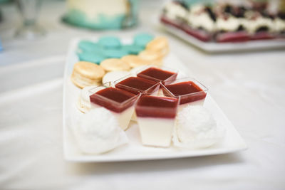 Close-up of dessert in plate on table