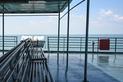 Scenic view of sea against sky seen ferry top deck