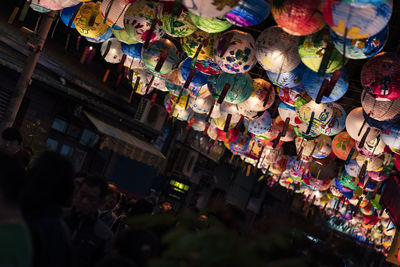 Low angle view of people at market