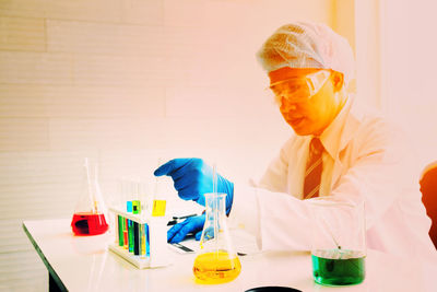 Close-up of scientist working in laboratory