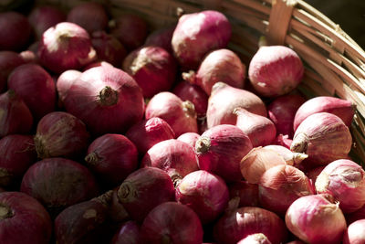 Close-up of onions in market