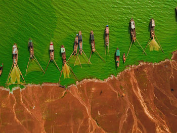 High angle view of people on beach