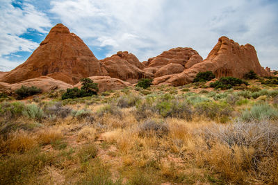 Scenic view of rocky mountains against sky