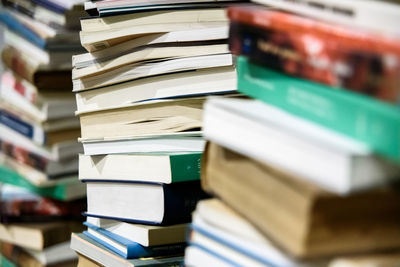 Close-up of books on table