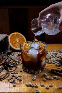 Close-up of drink in glass on table