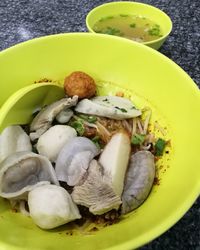 High angle view of food in bowl