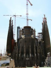 Low angle view of construction site against sky