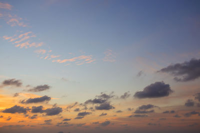 Low angle view of dramatic sky during sunset