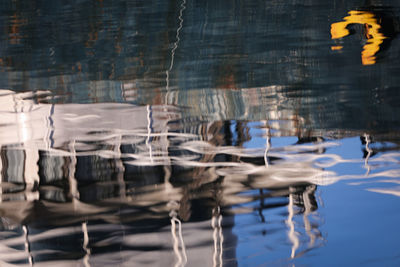 Reflection of built structure in lake