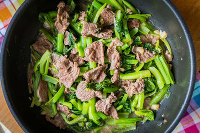 High angle view of salad in bowl