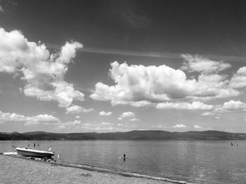 Scenic view of lake against sky