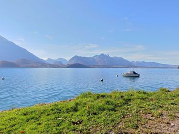 Scenic view of lake against sky