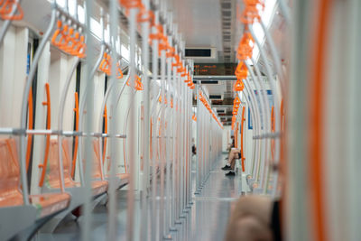 Close-up of metal hanging from railing