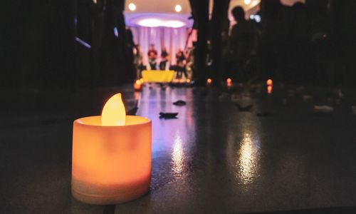 Close-up of illuminated candles