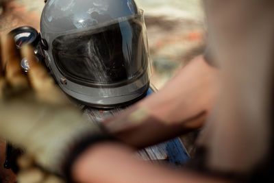 Close-up of man wearing mask