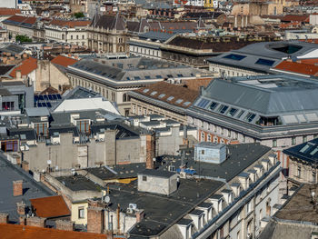 High angle view of buildings in city