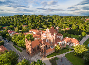 High angle view of townscape against sky