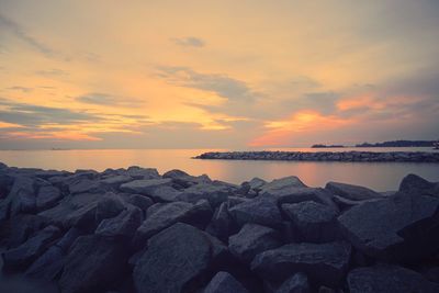 Scenic view of sea against sky during sunset