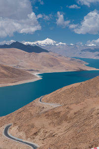 Scenic view of lake and desert landscape