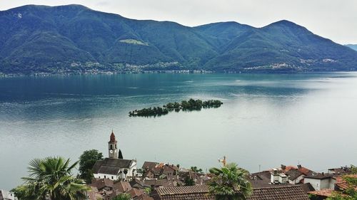 Scenic view of lake and mountains