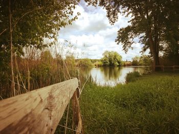 Scenic view of lake against sky