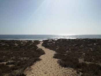 Scenic view of sea against clear sky