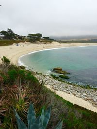 High angle view of beach against sky