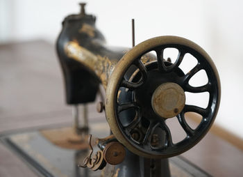 Close-up of old sewing machine