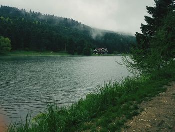 Scenic view of lake against sky