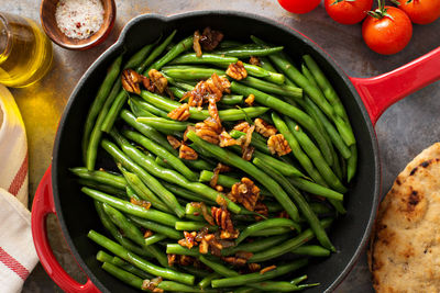 High angle view of vegetables on table