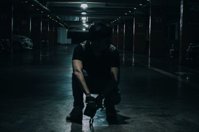 Full length of man standing at night