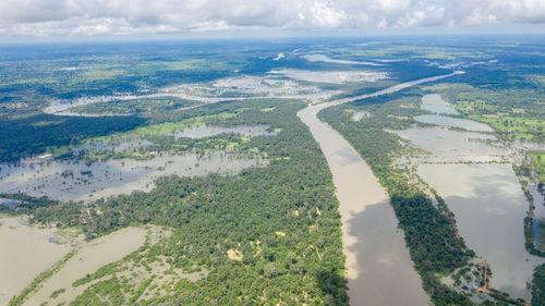 Aerial view of landscape against sky