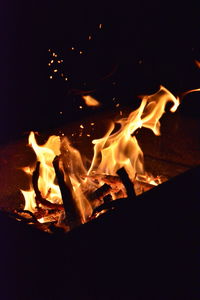 Close-up of bonfire at night