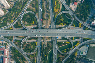 Aerial view of highways in city