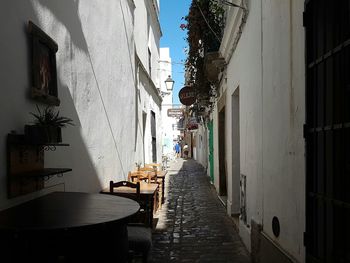 Narrow alley along buildings