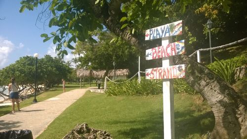 Information sign on tree